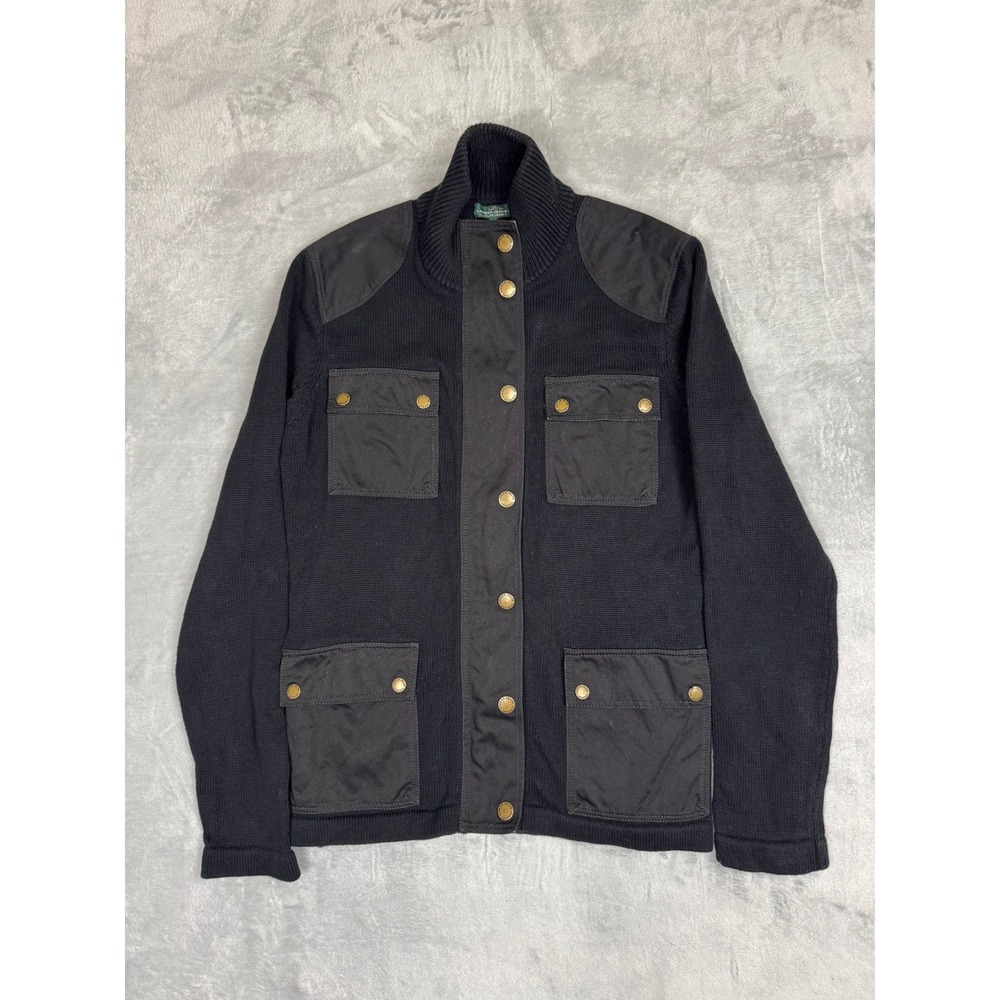 Vintage LRL Lauren Jeans Co Ralph Lauren Black Knit Utility Style Jacket XL